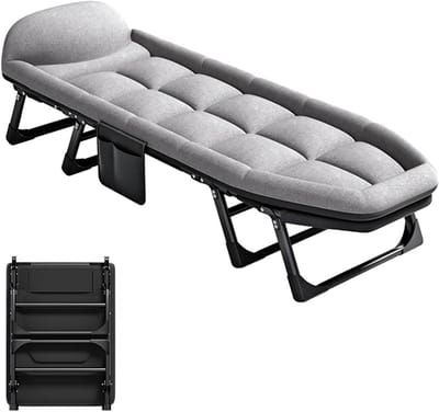 Campingbed Volwassenen - Opvouwbaar Bed - Buiten Ontspannen - 6 Standen Verstelbaar - 200x70cm - Grijs