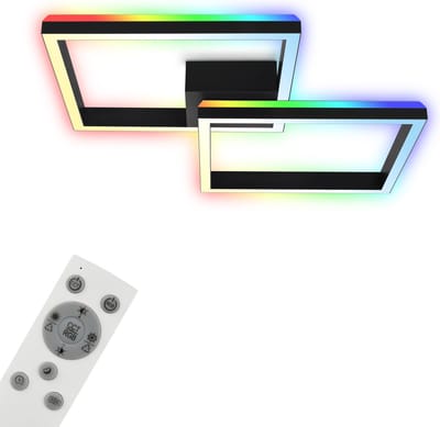 BRILONER FRAME . Plafonniére - met afstandsbediening - CCT kleurtemperatuurregeling - RGB kleurwisseling - achtergrondverlichting - 64 x 64 x 10 cm