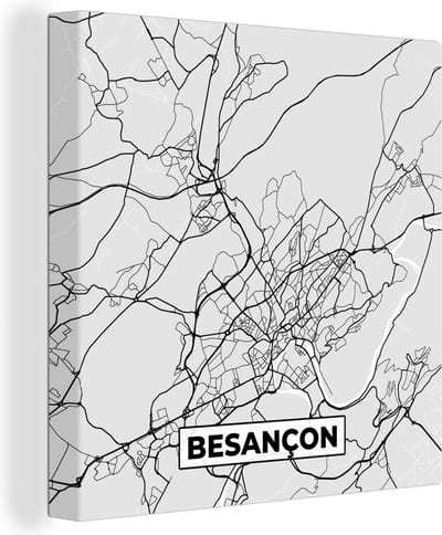 Canvas Schilderij Frankrijk - Besançon - Stadskaart - Plattegrond - Kaart - 20x20 cm - Wanddecoratie