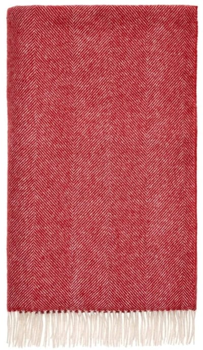 Plaid Visgraat Rood - Shetland Lamswol - 140x185 - Bronte by Moon Scotland
