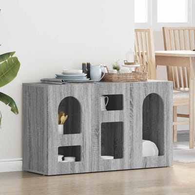 vidaXL - Dressoir - ELST - Grijs - Sonoma - 100 - x - 35 - x - 59 - cm - Bewerkt - hout