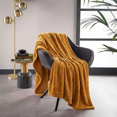 Dutch Decor - BILLY - Plaid 150x200 cm - flannel fleece - superzacht - Chai Tea - geel
