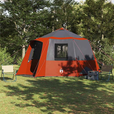 vidaXL Cabin Tent 12-Person met dak Grijs en Oranje 405 x 405 x 273 cm