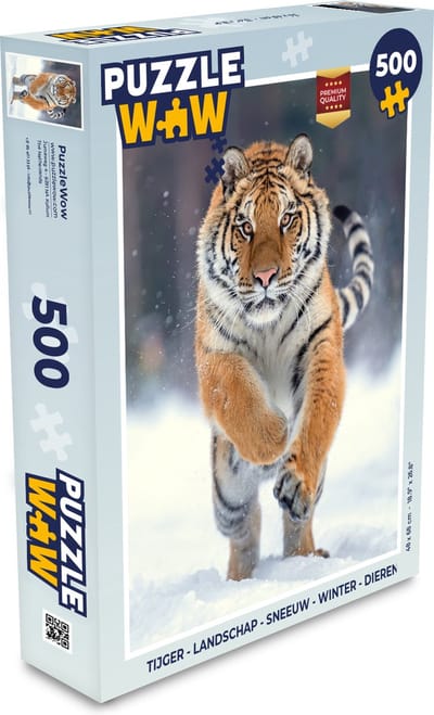Puzzel Tijger - Landschap - Sneeuw - Winter - Dieren - Legpuzzel - Puzzel 500 stukjes