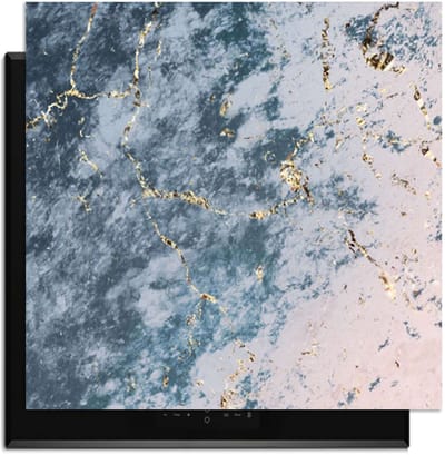 KitchenArt - Elegant Ocean Marble – Inductie Beschermer - 59x52 cm - Kookplaat Beschermer - Luxe Afdekplaat Inductieplaat - Anti-slip & Oprolbaar - Beschermmat Inductiekookplaat