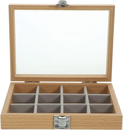 Grote Houten Sieradenopberger met Transparante Deksel voor Armbanden en Accessoires, Ideaal als Cadeau