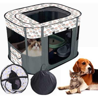 Parc pour animaux de compagnie léger, portable et pliable, rectangulaire, adapté aux chiens de petite et moyenne taille, aux chats et à d'autres petits animaux. Élégant, avec un cov black