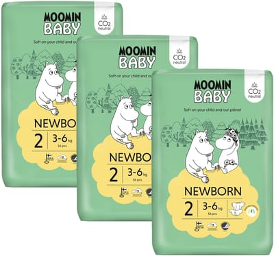 Muumi Baby Eco Luiers - Maat 2 - 3-6 kg - 168 stuks - Parfumvrij