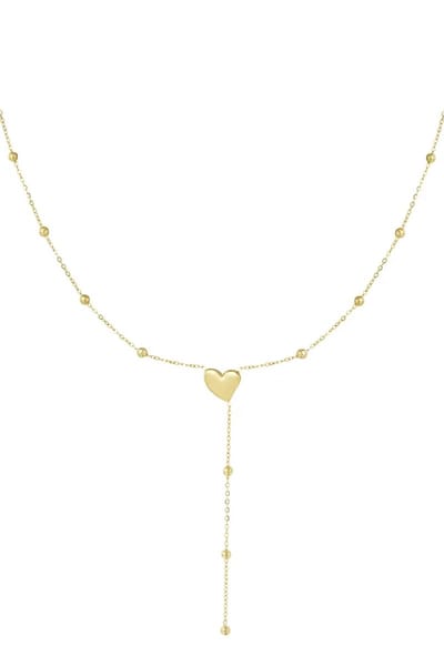 Ketting met hartje en fijne bolletjes, stainless steel