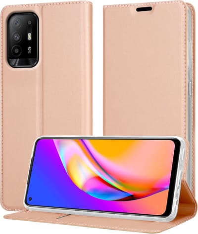 Cadorabo Hoesje geschikt voor Oppo A94 5G in CLASSY ROSE GOUD - Beschermhoes met magnetische sluiting, standfunctie en kaartvakje Book Case Cover Etui