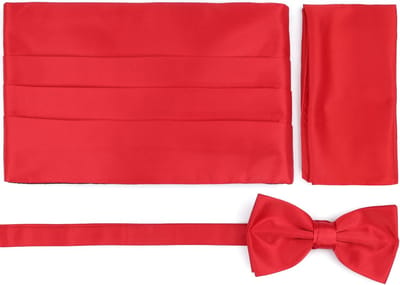Suitable Cumberband Strik Pochet Set Rood - Onze Size - Verstelbaar - Heren - Geschikt voor gala smoking - Cadeauset 3-delig