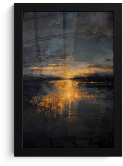 Poster in lijst - Fotolijst 20x30 cm - Posters - Gouden Reflectie op Water - Posterlijst zwart - Decoratie - Wanddecoratie woonkamer - Muurdecoratie slaapkamer