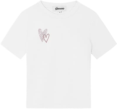 Comfortabele Katoen Kinder T-shirt met Hartborduursel - Wit - 2 Jaar