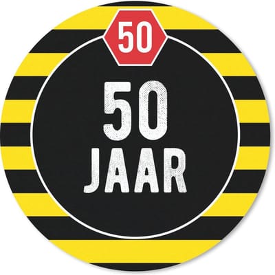 Muismat rond 20x20 cm - Mousepad Design - 50 Jaar - Geel - Ronde muismatten