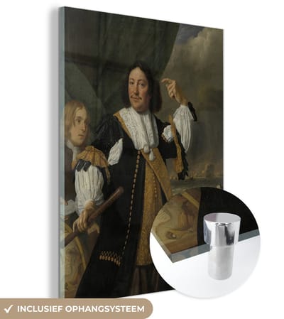 ® Glasschilderij 120x160 cm - Schilderij acrylglas - Portret van Aert van Nes - Schilderij van Bartholomeus van der Helst - Foto op glas - Muurdecoratie woonkamer - Wanddecoratie slaapkamer - Schilderijen