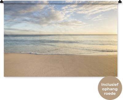 Wandkleed - Wanddoek - Strand - Water - Wolken - 120x80 cm - Wandtapijt