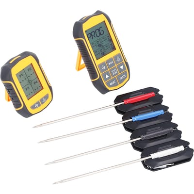 Digitale Kook BBQ Thermometer ABS Draadloze Oven Voedsel Rookoven Thermometer met 4 Sondes gray