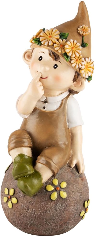Kindje op bol groen resina 23 cm hoog - lentecollectie - zomercollectie - tuinbeeld - decoratiefiguur - interieur - accessoire - voor binnen en buiten - geschenk - cadeau - gift - verjaardag