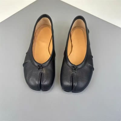 Split Toe Dames Ballet Platte Schoenen Zacht Comfortabel Lopen Schoenen Retro Slip-on Loafers Dames Kantoor Geen Slip Schoenen 39 orange