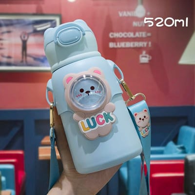 GIANXI Kinderen Thermos Mok Rvs Lekvrije Thermoskan Met Stro Cartoon Thermische Waterfles Thermocup Drinkware 520ml