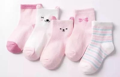 5 paar New born Baby sokken - set babysokjes - 0-6 maanden - Roze Beren sokken - Babysokken - Multipack - Dierensokken - Kraamcadeau voor Jongen of Meisje - Babyshower Cadeau - Kraammand