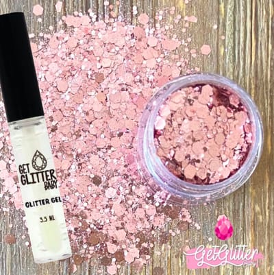 GetGlitterBaby® - Roze Biologische / Biologisch afbreekbare Chunky Festival Glitters voor Lichaam en Gezicht Jewels / Biodegradable Face Body Glittergel - Roze en Glitter Gel HuidLijm