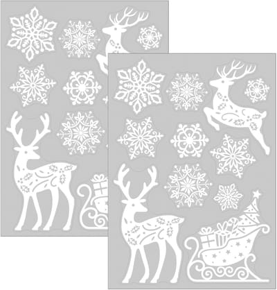 Anna's Collection Kerst raamstickers Rendier - 2x - vel van 34 x 28 cm - raamdecoratie - raamversiering