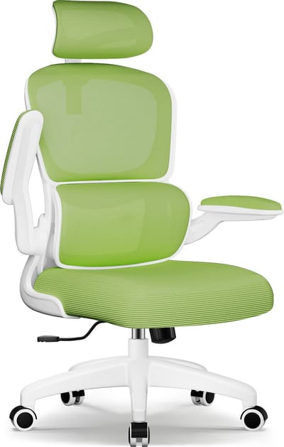 Fukstern Bureaustoel, Ergonomische Bureaustoel met Verstelbare Lendensteun en 2D Hoofdsteun – Bureaustoelen voor Volwassenen – Office Chair 135° Kantelbare Rugleuning – Belastbaar tot 150 kg – Verstelbare Armleuningen – Ademend Mesh – Groen