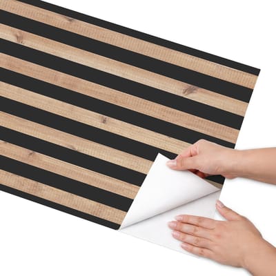 Coloray Meubel Wrap Folie - Bruin Meubelfolie - 50x100 cm - Wrapfolie Keuken Brede latten - Decoratiefolie - Minimalist Meubelfolie - Meubel Wrap Folie - Woonkamer decoratie - Achtergronden en patronen