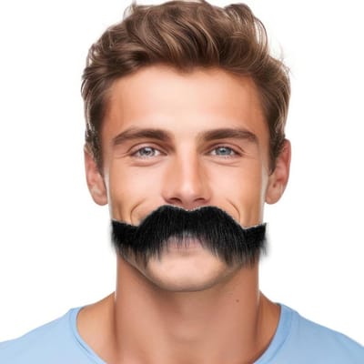 Dailygoods- Nep Snor Realistisch - Zelfklevende Baard - Kostuumaccessoire - Synthetisch Haar - 10 x 4 cm - Herbruikbaar - Nepbaard