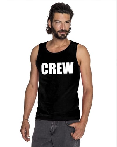Crew tekst singlet shirt/ tanktop zwart heren S