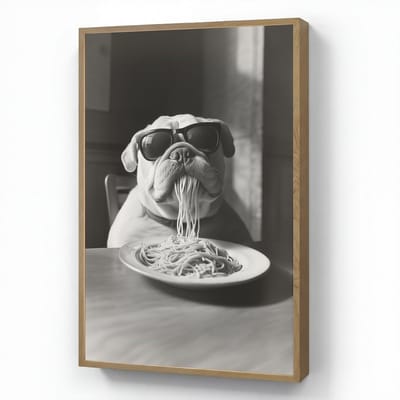 Wandlamp 60x90 cm - Oplaadbaar - Hond - Bulldog - Pasta - Bril - Stoer - Dieren - Wandlampen binnen woonkamer - Slaapkamer lamp - Decoratieve nachtlamp - Vloerlamp draadloos
