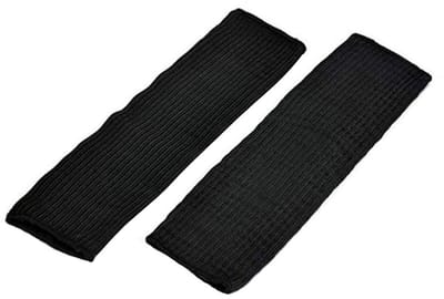Zwarte armbescherming met Kevlar-mouwen, snijbestendig, brandwerend en slijtvast, veilig voor gebruik in de tuin, keuken en op de boerderij.