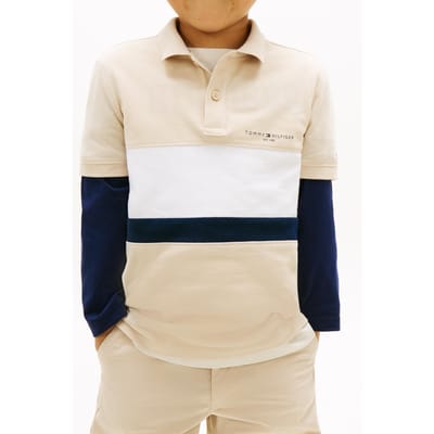 Tommy Hilfiger Boys Mini Embroidered Polo Classic Beige Colourblock Taglia: 12 | Camicie Outlet | kids | Marrone
