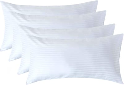 Homescapes Satijn Streep Katoen Kussensloop 50x90 cm – Set van 4 – Wit – 100% Egyptisch Katoen – Draaddichtheid 330