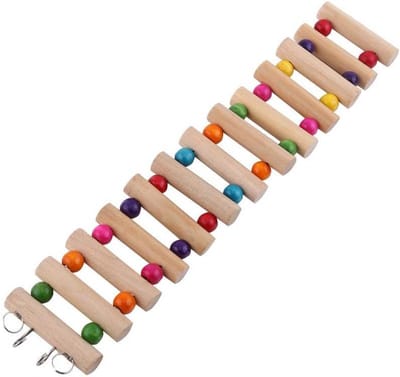 Houten Speel Ladder met Kleurrijke Kralen voor Vogels - Klimbrug voor Conure, Parkiet, Cockatiel en Liefhebbers