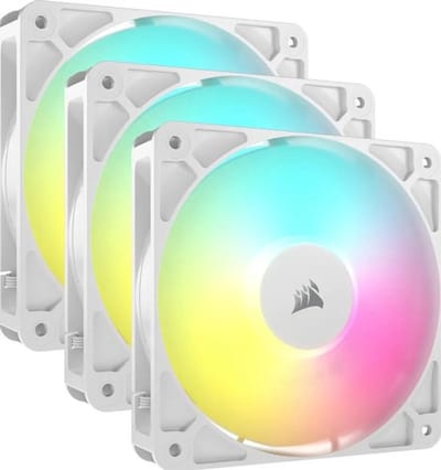 CORSAIR RS120 ARGB 120mm PWM Fans White - Ventilatorhuis - 3-pack - 120mm - 72.8 cfm - 420 - 2100 rpm - 10 - 36 dBA - 4-pin PWM - Zero-RPM - wit