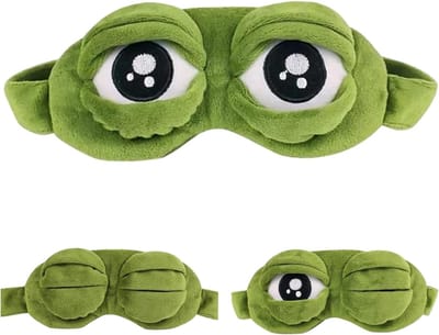 Verstelbaar oogmasker voor een goede nachtrust, grappig kikkerdesign, ideaal voor slapen en ontspanning (groen)