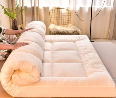 Japanse Futon Matras - Vloermat Slaapmat - Comfortabel Slapen - Ademend Katoenoppervlak - 90x190cm - Kamel
