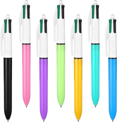 Multicolor 4-in-1 Balpen Set van 7 Stuks, Herbruikbare Pen met 1.0mm Punt, Ideaal voor Kantoor, School en Cadeaus