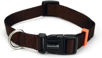 Beeztees nylon halsband uni donkerbruin 20-30x10