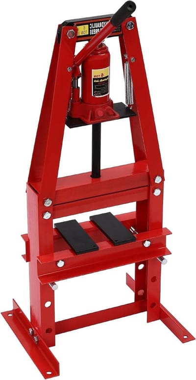 Hydraulische Werkplaatspers - Framepers Lagerpers - Metaal Bewerken - 6 Ton Druk - 40x32x74.5 cm - Rood