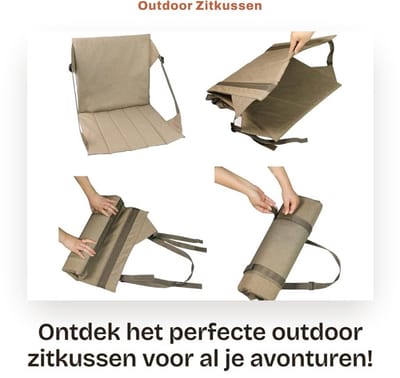 Dailygoods- Zitkussen Draagbaar - Opvouwbaar Outdoor Kussen - Rugleuning - Lichtgewicht - 45 x 45 cm - Verstelbare Gespen - Zitmat