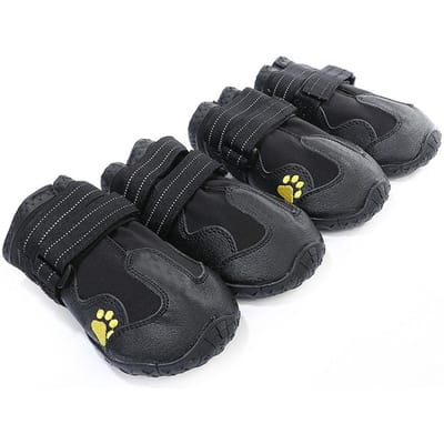 4 stuks/set Huisdier Hond Schoenen Reflecterend Waterdicht Hond Laarzen Warm Sneeuw Regen Huisdier Booties Antislip Sokken Schoeisel Voor Middelgrote Grote Honden size 2 black