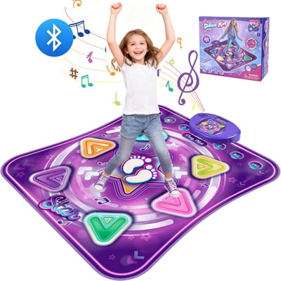 Dreamhigh® Dansmat Kinder Bluetooth - Muziekmat met Licht & 5 Spelmodi - Kinderdansmatten Vanaf 3 4 5 6 7 8 9 10 11 12 Jaar - Meisjes Jongens - Antislip Dansen voor Kinderen - Verjaardag Kerst Speelgoed