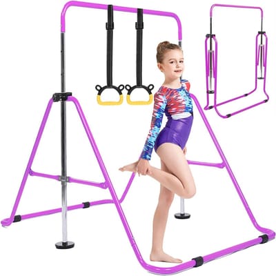 REN® Duikelrek - Rekstok - Turnrek - Verstelbare Hoogte - Opvoubaar - Paars - 104cm x 33cm x 10cm