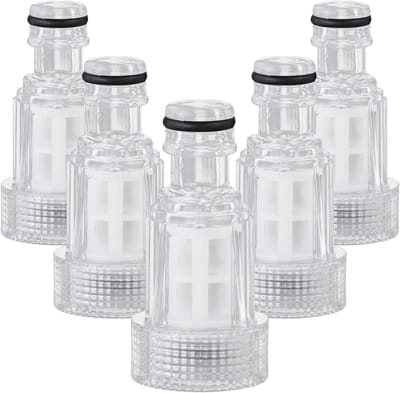 Set van 5 Waterfilters voor Tuinslangen, Voor Motorhomes en Tuinpompen, Inclusief Snelle Adapter voor Hogedrukreinigers, Ideaal voor Tuinirrigatie en Waterzuivering