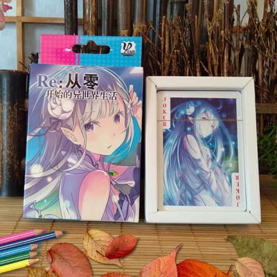 54 Stuks Kaarten Anime Poker Kaarten Re:Life In A Different World From Zero Cosplay Bordspel Kaarten Hardcover Verzameling Cadeaubox