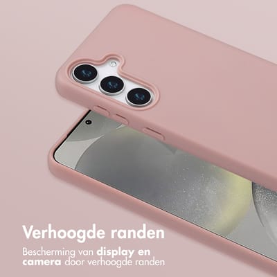 Selencia Hoesje - Geschikt voor Samsung Galaxy S25 Plus - Siliconen hoesje met afneembaar koord - Sand Pink