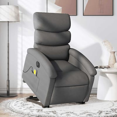 vidaXL - Sta-op-massagestoel - elektrisch - verstelbaar - stof - donkergrijs